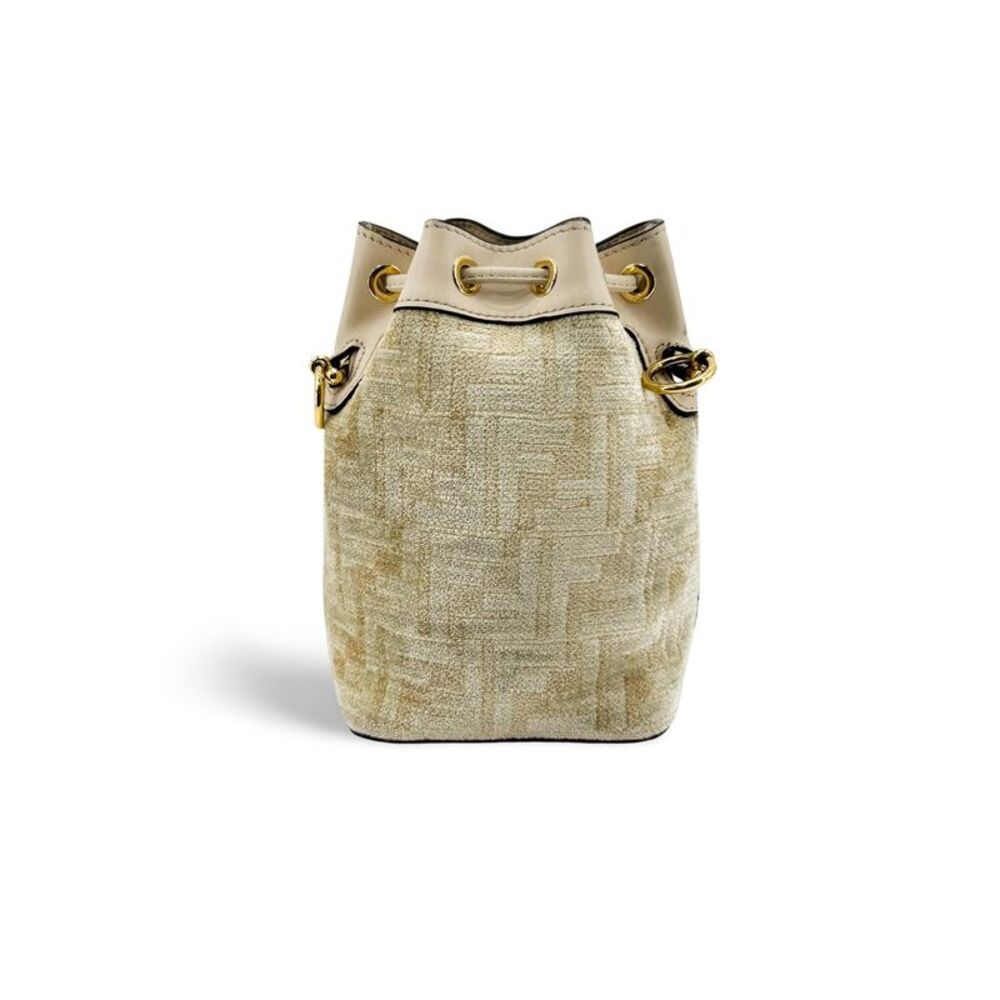 Fendi Mon Tresor Bucket Zucca Velvet Jacquard Beige Velvet Handbag